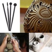 ELEGANT 4Pcs/lot Black Color Ceramic Polymer Clay Brush Diy Carving Craft Tool Ceramics Manual Pill Stick Pottery Tools