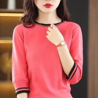 New Women Spring Summer Half sleeve Round Neck Sweater Jumper Half sleeve Knitted Pullovers Female