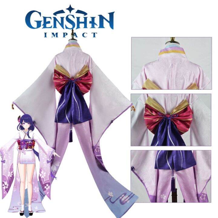 Genshin Raiden Ei Beelzebul Cosplay Costume Kimono Full Set Suits Genshin Impact Raiden Makoto