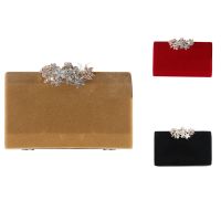 Fashion Noble Lady Rhinestone Evening Clutch Tote Bag Solid Women Shoulder Chain Suede Surface