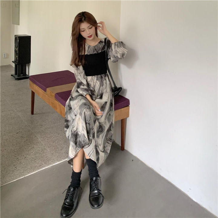 new-style-a-line-skirt-in-spring-and-autumn-of-2022-women-aged-18-35-with-retro-stitching-tie-dyed-long-sleeved-dress