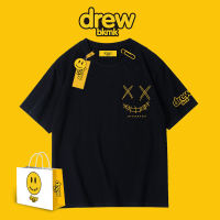 prevalentDrew รูปหน้ายิ้มเสื้อยืดแขนสั้นเฮ้าส์ไฮสตรีท2021รุ่นหน้าร้อนแนวยุโรปและอเมริกาจัสตินบีเบอร์แฟชั่นผู้ชายหลวมแบบใหม่ BF เสื้อยืดลำล