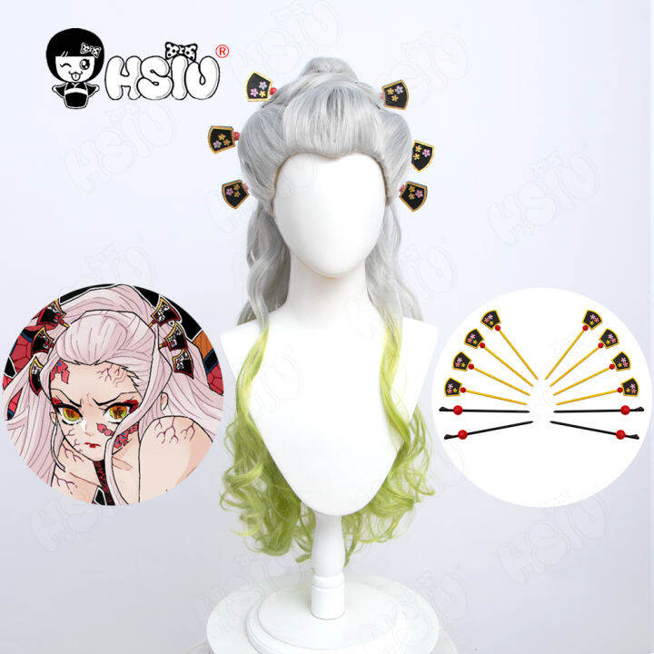 daki-cosplay-wig-anime-demon-slayer-cosplay-hsiu-fiber-synthetic-wig-silver-gradient-turquoise-long-hair-free-wig-cap