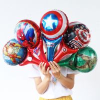 10Pcs Super Hero Hand Stick Balloons 28*50cm Avenger Hulk Spider Iron Man Air Globos Birthday Party Decoration Kids Toys Gifts Adhesives Tape