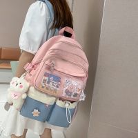 【READY STOCK】Schoolbag Female Korean Version High School Pupils Junior High School Students Contrast Color Backpack Cute Large Capacity Backpack