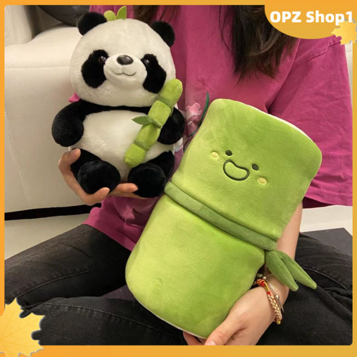 opz-ของขวัญคริสต์มาสวันเกิดชุดของเล่นตุ๊กตาแพนด้ากับไม้ไผ่ตุ๊กตานุ่มยัดไส้ตุ๊กตาหมีแพนด้าสำหรับเด็กผู้หญิงเด็กผู้ชาย