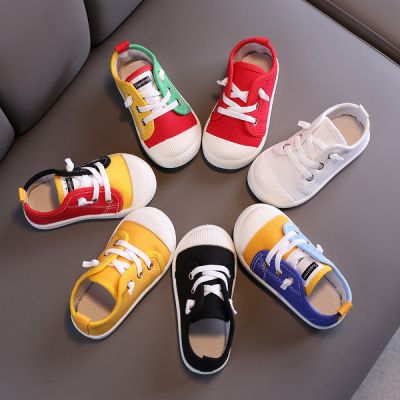 ✹∋✸ รองเท้าผ้าใบเด็ก ฤดูใบไม้ผลิใหม่รองเท้าในร่มรองเท้าสีขาวขนาดเล็ก SJ4278