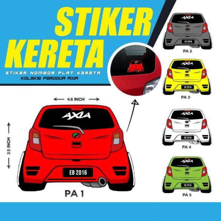 Sticker Kereta, Sticker Belakang Proton dan produa custom warna dan No