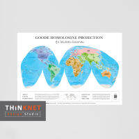 โปสเตอร์แผนที่ชุดรัฐกิจโลก 2 ภาษา: กู๊ด โฮโมโลซีน โปรเจกชัน Political World Map: Goode Homolosine Projection