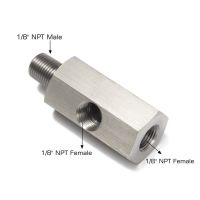 Stainless Steel 1/8 quot; NPT Female To 1/8NPT Oil Pressure Sensor Feed Line Gauge Tee Adapter