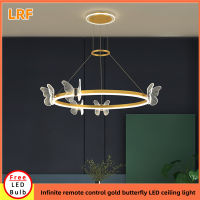 Lampu Gantung Kristal ห้องนอนหรูหราทันสมัยสไตล์นอร์ดิก LED ที่สร้างสรรค์ไฟห้องนั่งเล่นร้านอาหารสไตล์เรียบง่ายชุดไฟสีแดงตาข่ายผีเสื้อ