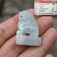 หยกแกะสลักรูปปี่เซี่ยะTYPE A พร้อมใบเซอร์ สีเขียวอ่อนสวย (Green Jadeite) หยกแท้จากประเทศพม่า