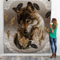 Wolf Love Best Gift Quilt Blanket Decoration Home Formal   flannel blanket