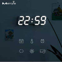 Multifunctional 3D LED Wall Clock Inligent Voice and Light Control Alarm Clock For Student Decor Bedside Living Room Bedroom