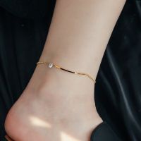 Stainless Steel Fashion High-end Jewelry Embedded Zircon Ankle Ornaments Charm Beaded Chain Anklet For Wome gift