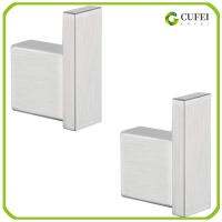 CUFEI 2 Pack เหล็กไร้สนิม ตะขอแขวนผ้าเช็ดตัว แปรงเงิน ตะขอติดผนัง กันสนิมได้ ที่แขวนเสื้อคลุม ห้องน้ำสำนักงาน