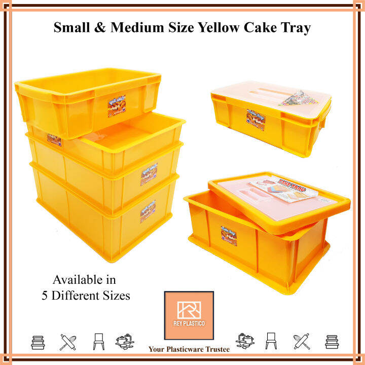 Small Cake Tray / Yellow Tray / Bakery Tray / Bread Tray / Plastic Cake