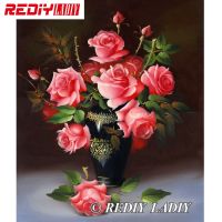 30x35.5cm Accurate Printed Crystal Beads Embroidery Kits Still Life Rose Beadwork Crafts Needlework Beaded Cross Stitch APT504