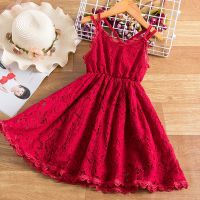 Lace Embroidery Dresses For Girls Kids Sling Sleeveless Flower Princess Elegant Party Tutu Vestidos Children 3-8 Year Sundress  by Hs2023