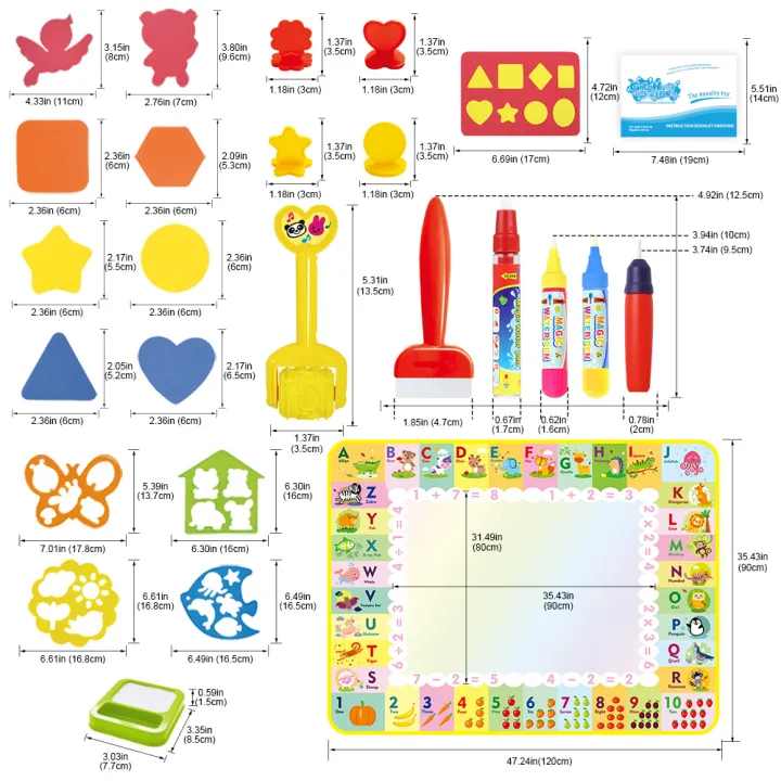 เสื่อวาดภาพระบายสีน้ำขนาดใหญ่เสื่อระบายสีฟรีพร้อมแสตมป์ของเล่น-kado-ulang-tahun-เพื่อการศึกษาสำหรับเด็กวัยหัดเดิน