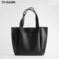 ☸ Female bag new soft leather shopping minimalist high-capacity commuter one shoulder laptop tote