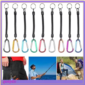 Retractable Coiled Fishing Lanyard with Carabiner, for Fishing Rod, Pliers,  Boating, Tools (2-Pack)