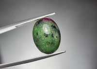 พลอยหลังเบี้ย รูบี้ ซอยไซต์ (Ruby In Zoisite) " หินแห่งความเชื่อมั่น" น้ำหนัก 13.56 ct. ขนาด11.9*7.2*15.9 mm. พลอยแท้ 100 % เนื้อดี ราคาถูก