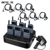 Retevis RB619วิทยุสองทางพร้อมชุดหูฟังวิทยุชาร์จได้2ทางพร้อมที่ชาร์จ6ทาง PMR446หน้าจอไดโอดแบบไร้ใบอนุญาต VOX 2ทางวิทยุมืออาชีพช่วงยาวโรงแรมโรงเรียน (6แพ็ค) สีน้ำเงินเข้ม)