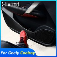 สำหรับ Geely Coolray SX11 2018-2023ที่ประตูรถยนต์แผ่นป้องกันการเตะขอบด้านข้างคาร์บอนป้องกันคาร์บอนไฟเบอร์สติ๊กเกอร์แถบฟิล์มป้องกันสกปรก