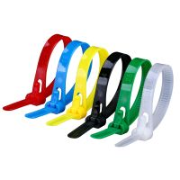 100 PCS Reusable Plastic Nylon Cable Ties Detachable Zipper Cable Ties Binding Straps Black White Red Yellow Green Garden Tie