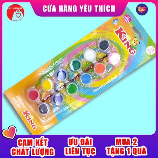 Vỉ màu nước 12 hủ mini loại tốt giá rẻ, hủ màu kèm cọ vẽ tô tượng - ảnh sản phẩm 1