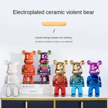 Home Decoration Living Room Ceramic Violent Bear Bearbricks 400% Trendy  Store Crafts Electroplating Sculpture Ornament Gift