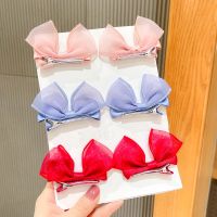 [COD] Childrens three-dimensional bow pair clip spring and summer fresh mesh duckbill little girl side baby top