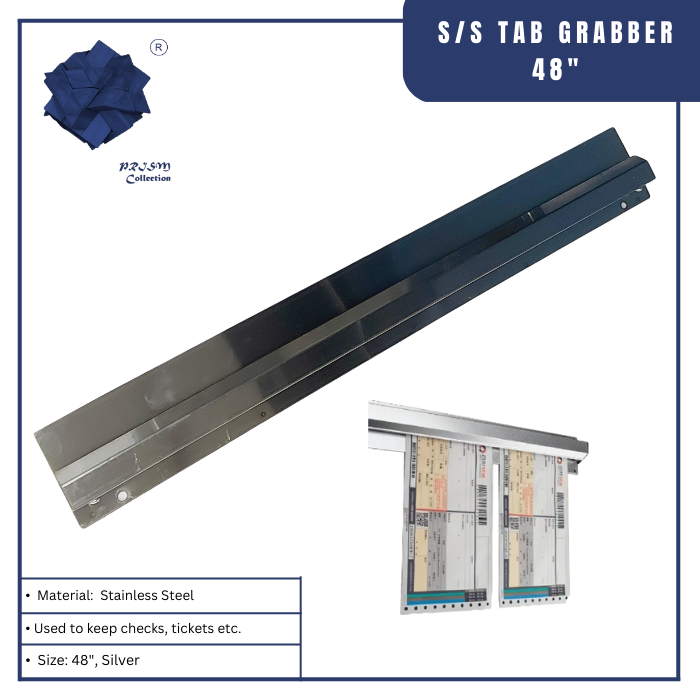 S/S Tab Grabber 48" Kitchen Menu Clip Holder Receipt Clip Holder No