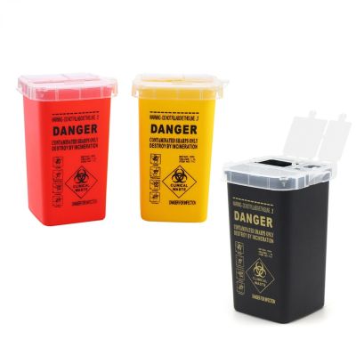 【LZ】☜  Tatuagem Medical plástico rígido Sharps Container Caixa de Eliminação de Resíduos Mini Lixeira Flip-Top Lid Maquiagem Agulhas Eliminação 1L