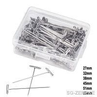 ✳℡ 100Pcs Stainless Steel T Pins Thumbtack Pushpin T Shaped Pins Needles with Storage Box for Crafts Blocking Knitting Modelling