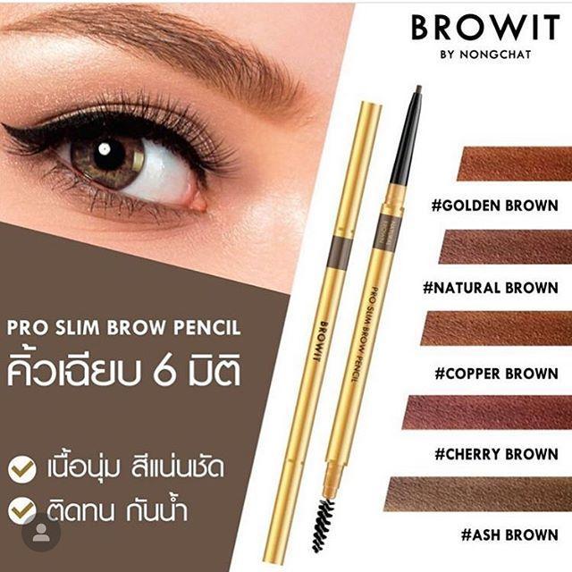 ดินสอเขียนคิ้วน้องฉัตร-รุ่น-pro-slim-เขียนคิ้ว-ง่าย-เนื้อนุ่ม-หัวเรียวเล็ก-แค่-1-5-mm-คิ้วสวย-6-มิติ-browit-by-nongchat