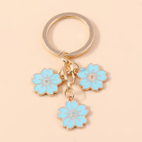 2023 The keychain Sakura Flower Key Ring Enamel Key Chains for Womens Girls Handbag Pending Car Key Chains DIY Accessories ！