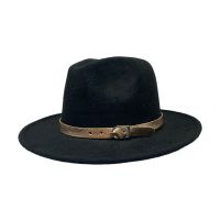 Simple Men Women Black Gold Belt Fedora Jazz Hat British style Trilby Party Formal Panama Cap Dress Hat Cowboy