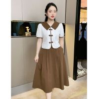 สไตล์วินเทจของผู้หญิง French style restoring ancient ways employed in two piece dress vogue of new fund of female in the summer of 2023 Chinese small coat bust skirt suit
