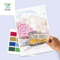 สมุดวาดภาพสีน้ำกระดาษพิเศษพร้อมแปรงสำหรับ GJ56พร้อมหนังสือกราฟฟิตีสีกวอชหนังสือภาพวาด DIY ที่น่าสนใจของขวัญสำหรับเด็ก