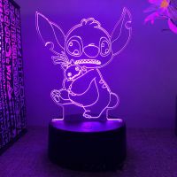 ❄ஐ✸ Stitch 3D Night Light Cartoon Action Figure LED Desk Lamp 7 Colors Change RBG Illusion Decorative Lamp Room Decor Kids Baby Gift