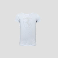 FERRARI เฟอร์รารี่ เสื้อยืดแขนสั้น รุ่น GIRL GRAPHIC SHIELD T-SHIRT WHT