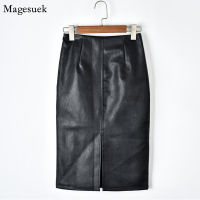 Solid Black Leather Skirt Women 2021 New Split Plus Size PU Leather Woman Skirts Casual High Waist Pencil Mini Skirt Faldas 9671