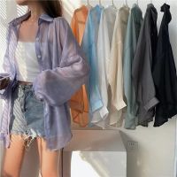 Solid Color Chiffon Blouse Sun-safe Womens Shirt Chiffon Sun Protection Shirt Mosquito-resistant Blouse Korean Fashion Shirt