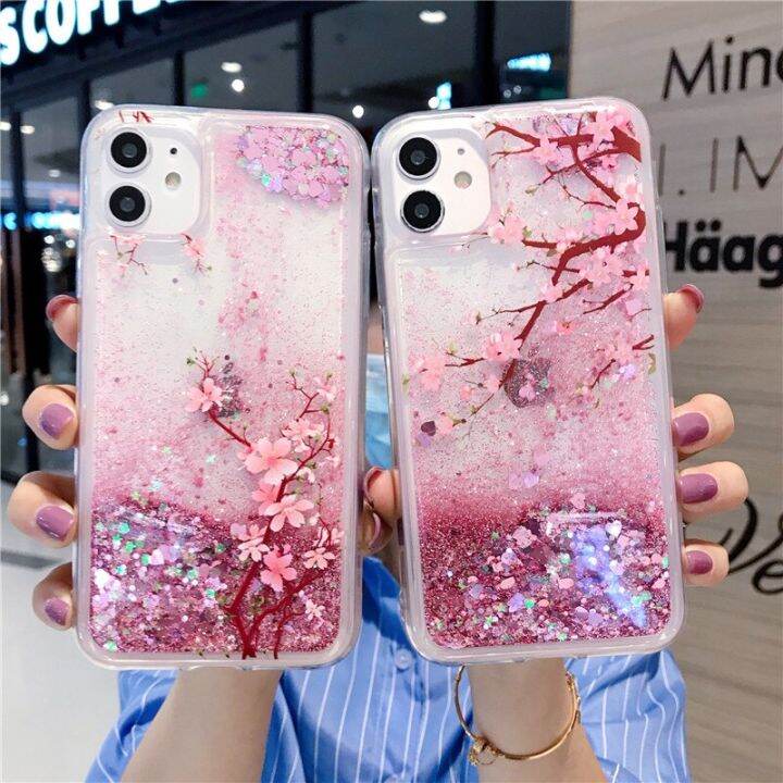 สินค้าใหม่ในสต็อก-สีชมพูฤดูใบไม้ผลิดอกซากุระสำหรับ-iphone-14-pro-max-13-12มินิ11-xs-xr-x-se-2020-6-6วินาที7-8บวกกรณี-g-litter-ของเหลวดูดปก