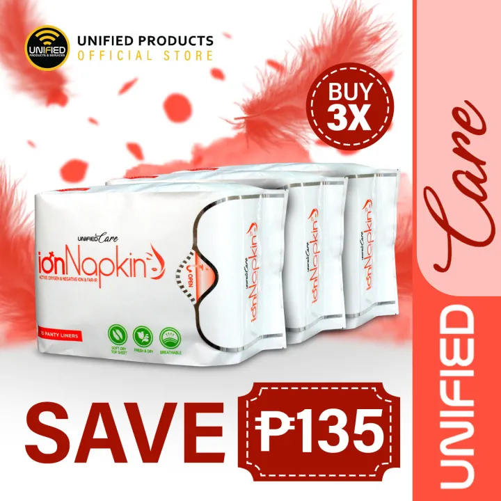 Unified Care Ion Napkin Panty Liner with Active Oxygen & Negative Ion