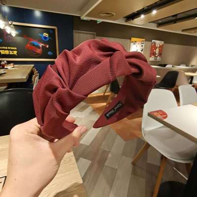 New Fashion Women Hairbands Elegant Solid Color Folds Hair Hoop Top Hair Band Lady Girl Wide Side Head Bands Hair Accessories