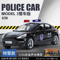 1:24 Tesla  Model 3 Police Car High Simulation Diecast Car Metal Alloy Model Car Childrens Toys Collection Gifts