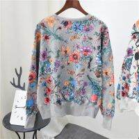 Mouse Women Oversize Sweatshirts with Floral Autumn Spring Cotton Sweatshirts Long Sleeve Crewneck Harajuku Blouse